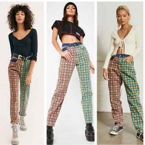 The‎ Ragged Priest Mom Jeans Mixed Check Size 28